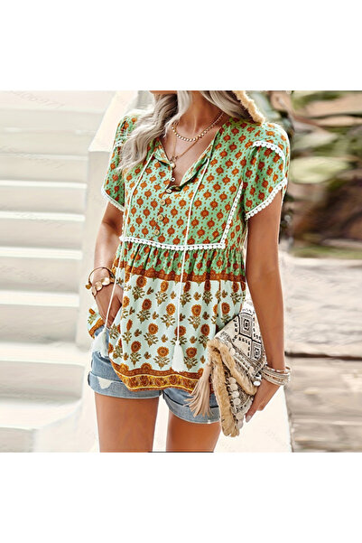 dorbe Women's Green Floral Blouse