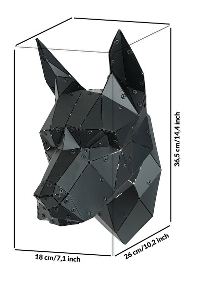 Oduman Design Doberman Köpek Kafası Metal Duvar Heykeli – Mat Siyah - Küçük Boy