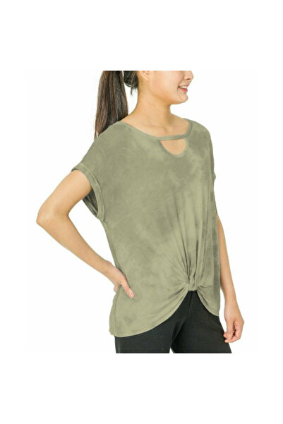 dorbe Women's Gray Tie-dye print Keyhole Neck Blouse