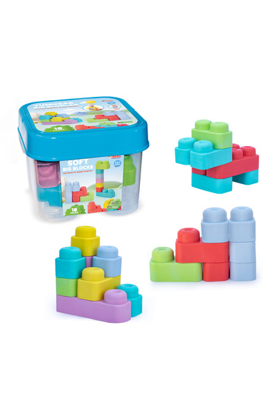 DEDE Yumuşak Big Bloklar Kova 18 Parça / Soft Big Blocks 18 Pieces Bucket