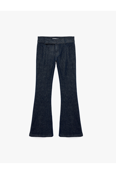 Koton Belt Detailed Regular Waist Slim Fit Cotton Spanish Flare Denim Trouser...
