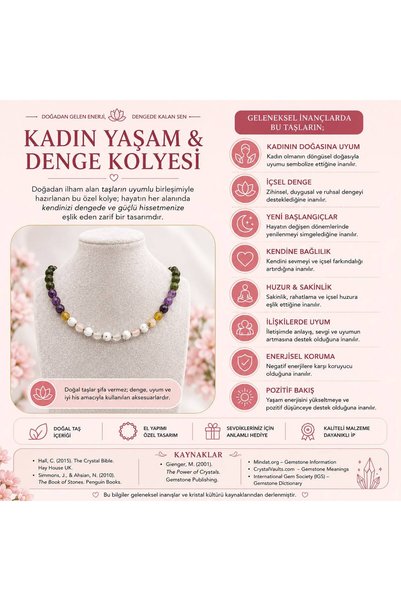 ŞİFAMTAŞ قلادة نسائية من الحجر الطبيعي للحياة والتوازن