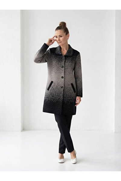 Giyim Dünyası Women's Side Pocket Patterned Cardigan Gray