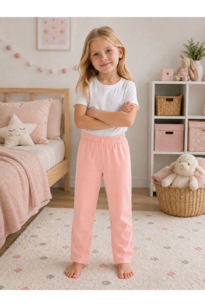 Lumos Trade Girl's Pink Pajama Bottoms 100% Cotton Flexible Waistband Comfort...