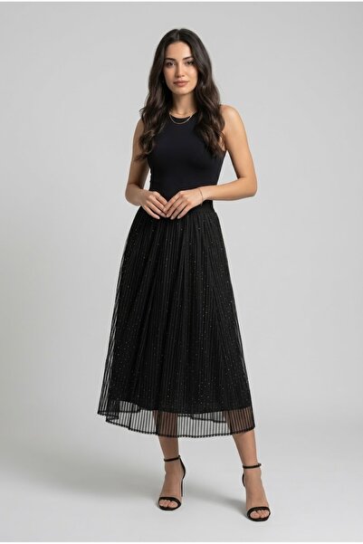 ON TRİKO Stone Detailed Pleated Skirt10221
