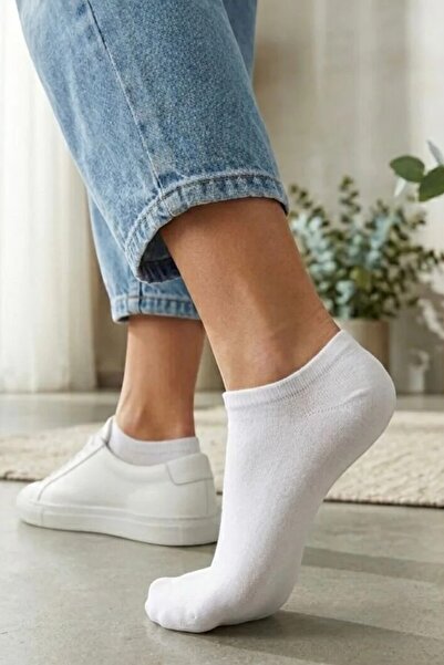 Saby Active Economical Pack of 10 Unisex White Short Sports Sneaker Booties S...