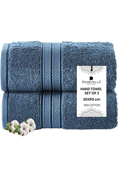 GENERAL Donnetila Cotton Hand Towel, White, 50X90 Cm, 2 Pieces, Super Absorbe...