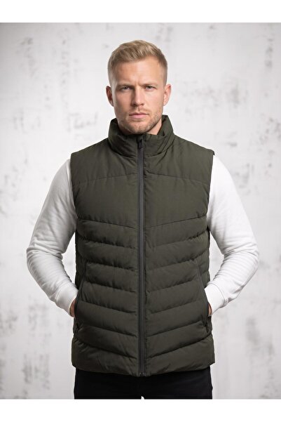 DYNAMO Men's Khaki Light Fiber Satin Lined Puffer Vest 4023