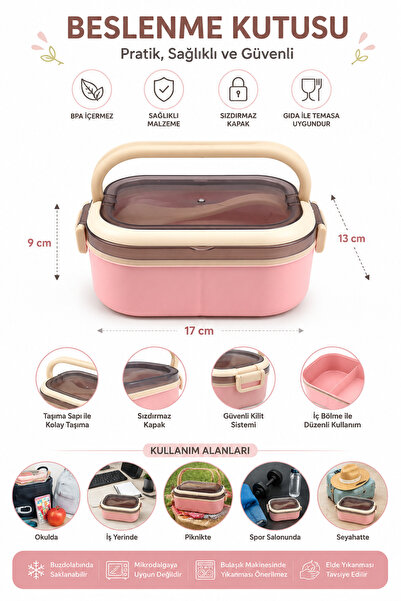 modalonga size ne lazım? Leak-Proof Lunch Box with Compartments Pink Storage ...