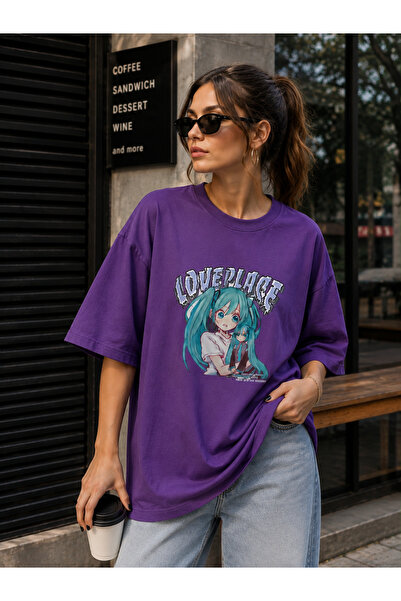 ENB1R MODA Women's Printed Half Oversized Printed Casual T-Shirt