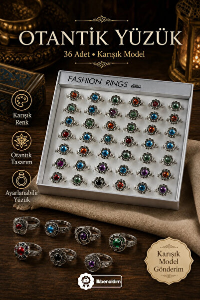 İlkbenaldim 36 Pieces of Authentic Rings with Stones, Mixed Model Women's Acc...