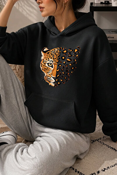 uyguntarz Unisex Leokaplan Printed Oversize Hoodie Hooded Sweatshirt