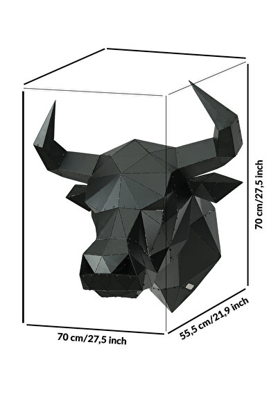 Oduman Design Boğa Kafası Metal Duvar Heykeli – Büyük Boy – Mat Siyah