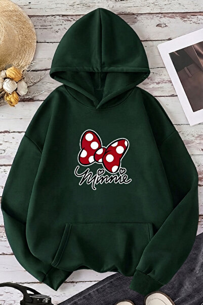 uyguntarz Unisex Minnie Printed Oversize Hoodie Hooded Sweatshirt
