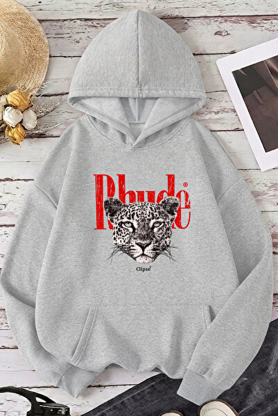 uyguntarz Unisex Rhude Printed Oversize Hoodie Hooded Sweatshirt