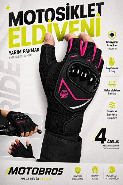 Motobros Mw120P Pink Fingerless Motorcycle Gloves Pink Summer Half Biker Glov...