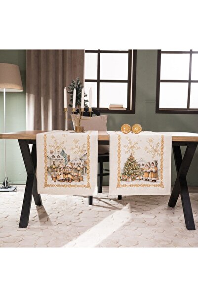 Teoran Χριστουγεννιάτικη Τραβέρσα Millstatt Beige-Multi 45Χ140