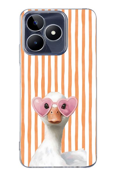 FLAMENKO Realme Note 50 4g Compatible Transparent Phone Case with Heart Glass...