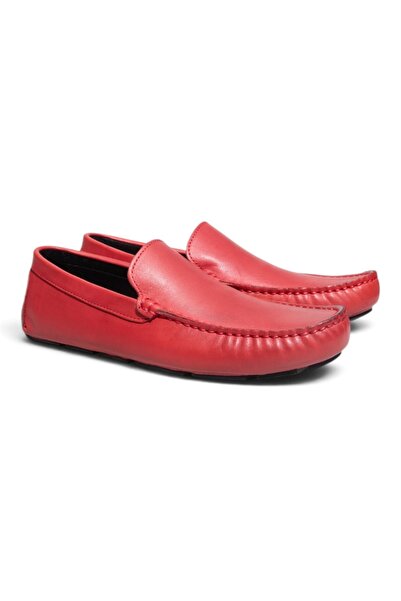FRANCO CALVANI Red Leather Red Color Laceless Genuine Leather Men's Shoes