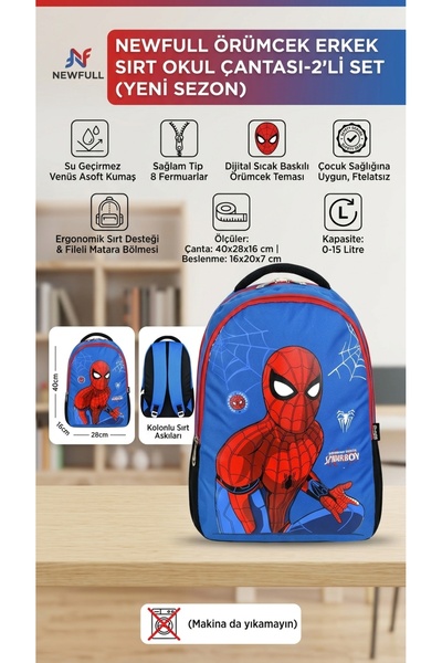 NEWFULL Örümcek Men's Backpack School Bag - Set of 2 (New Season)