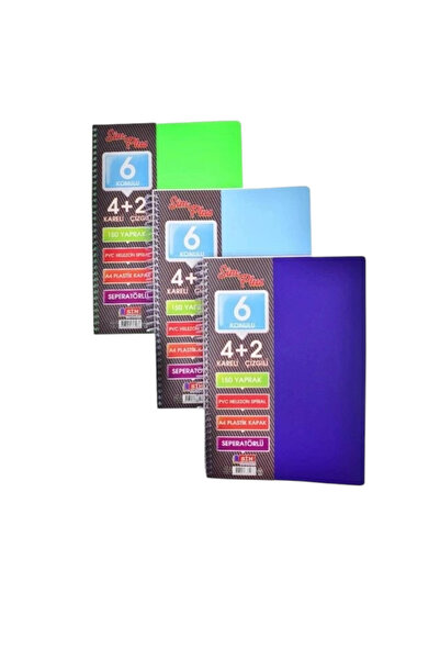 SİM Si̇mplus A4 4+2 150 Sheets Plastic Cover Spiral Notebook (Cover Color Ran...