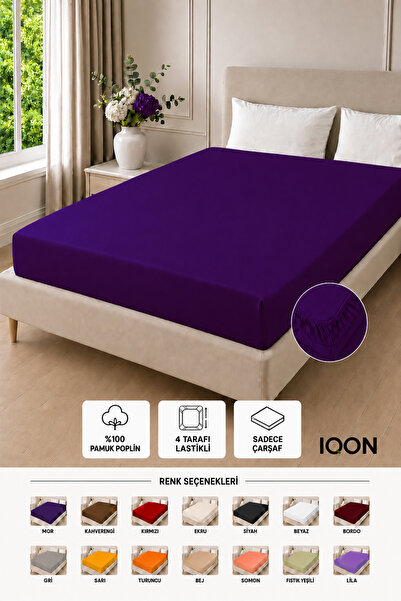 İQON 100% PAMUK - POPLIN Tkanina 4 strane elastična plahta 180x220 cm – VEOMA...