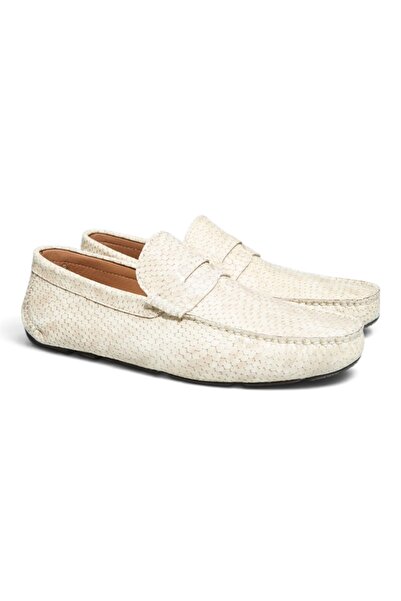 FRANCO CALVANI Cream Color Laceless Genuine Leather Men's Shoes