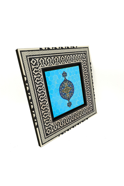 Sadrazam Bursa Green Turbe Tile Pattern Printed 20X20 Mdf Anatolian Table 1G-...