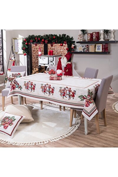 Teoran Χριστουγεννιάτικο Τραπεζομάντηλο Stetten Ecru-Red 140X220