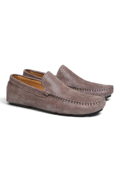 FRANCO CALVANI Gray Color Laceless Genuine Leather Men's Shoes