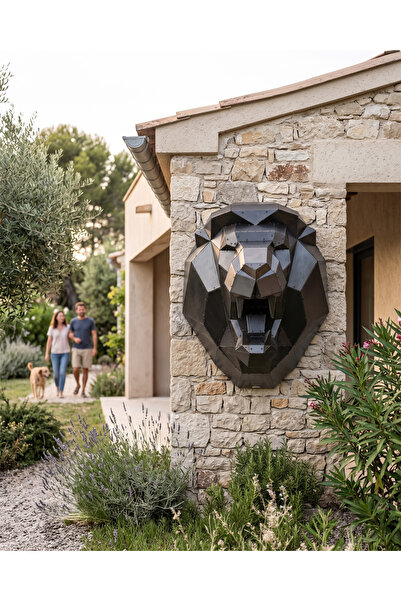 Oduman Design Aslan Kafası Metal Duvar Heykeli – Büyük Boy – Mat Siyah