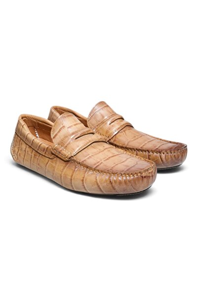 FRANCO CALVANI Mink Large Croco - Mg Mink Color Laceless Genuine Leather Men'...