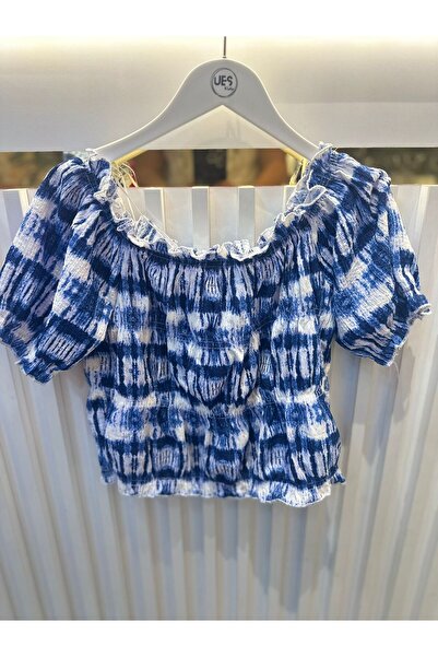 ues Bluză pentru fete cu model batik și dungi – Albastru” 💙