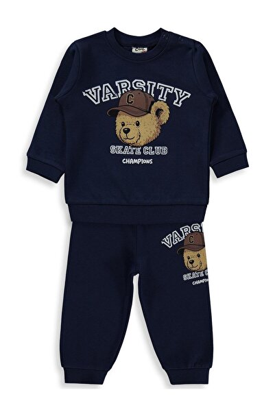 Civil Baby Teddy Bear Printed 6-18 Months Set - Navy Blue