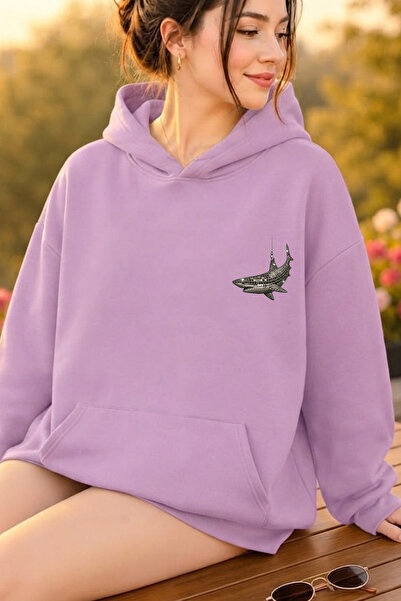 uyguntarz Unisex Kopekbaligi Printed Oversize Hoodie Hooded Sweatshirt