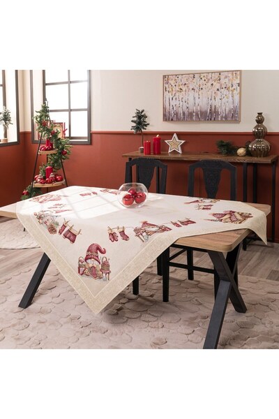 Teoran Χριστουγεννιάτικα Καρέ Velbert Beige-Red 140 X140
