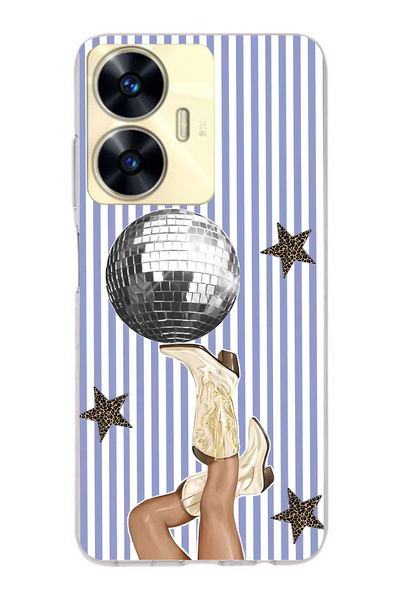 FLAMENKO حافظة هاتف شفافة بنمط كرة الديسكو متوافقة مع Realme C55