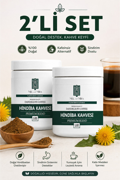 Mel and Mira 2'Li Set Premium Saf Hindiba Detox Kahvesi 200g, 40 Günlük Kulla...