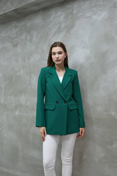 VELLİNE DÜĞMELİ KADIN BLAZER CEKET