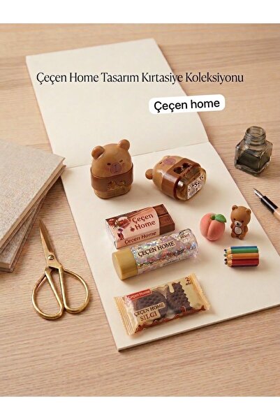 ÇEÇEN HOME Sevimli Figürlü Kırtasiye Seti Çikolata Ve Bisküvi Tasarımlı Silgi...