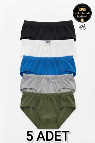 Seher Yıldızı Pack of 5 Multi-Colored 100% Cotton Comfortable Fit Men's Brief...