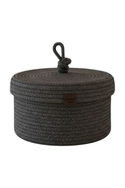 Comfort Craft Okrugla korpa sa poklopcem od jute | Ručno pleteni višenamenski...