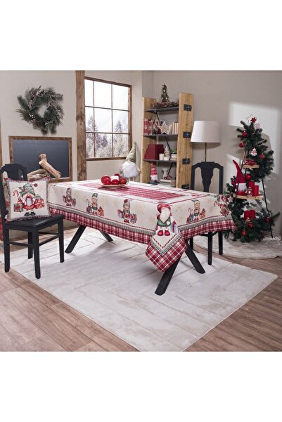 Teoran Χριστουγεννιάτικο Τραπεζομάντηλο Steyr Beige-Red 140X180