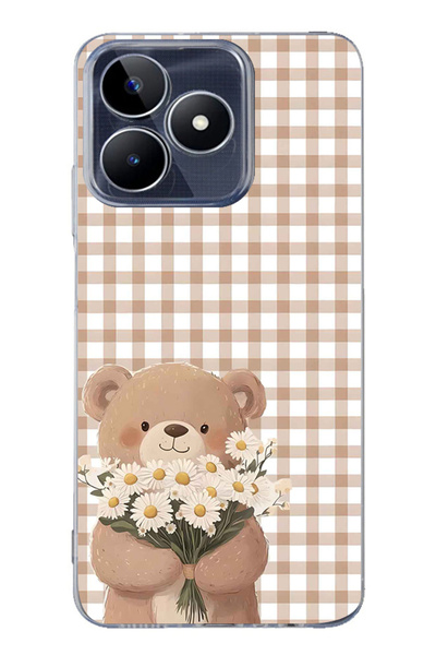 FLAMENKO Realme Note 50 4g Compatible Transparent Phone Case with Flower Bouq...