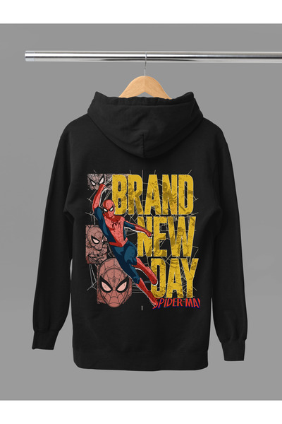 MAGORS Spider Man Printed Cotton Long Sleeved 3-Yarn Hooded Sweatshirt