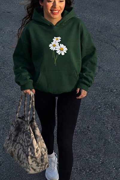 uyguntarz Unisex Minidaisy Printed Oversize Hoodie Hooded Sweatshirt