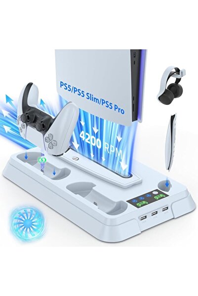 GENERAL قاعدة تبريد وحامل نحيف لجهاز PS5 / PS5 Pro / PS5 من تيك هوم، محطة تبر...