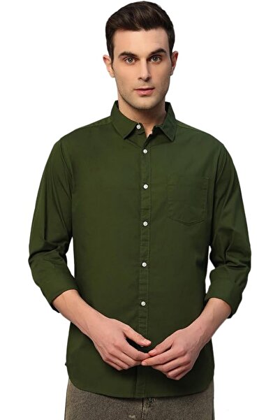 styleville.in Casual Plain Cotton Regular Fit Slim Fit Shirt for Men with Tur...
