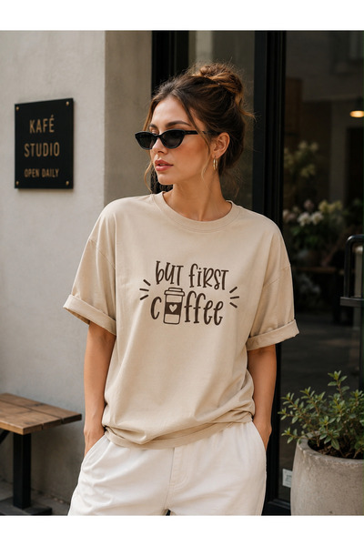 ENB1R MODA Women's Printed Half Oversized Printed Casual T-Shirt
