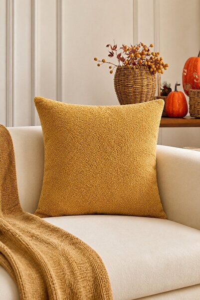 Elart Henna Plain Cushion Cover 43X43 cm Mustard